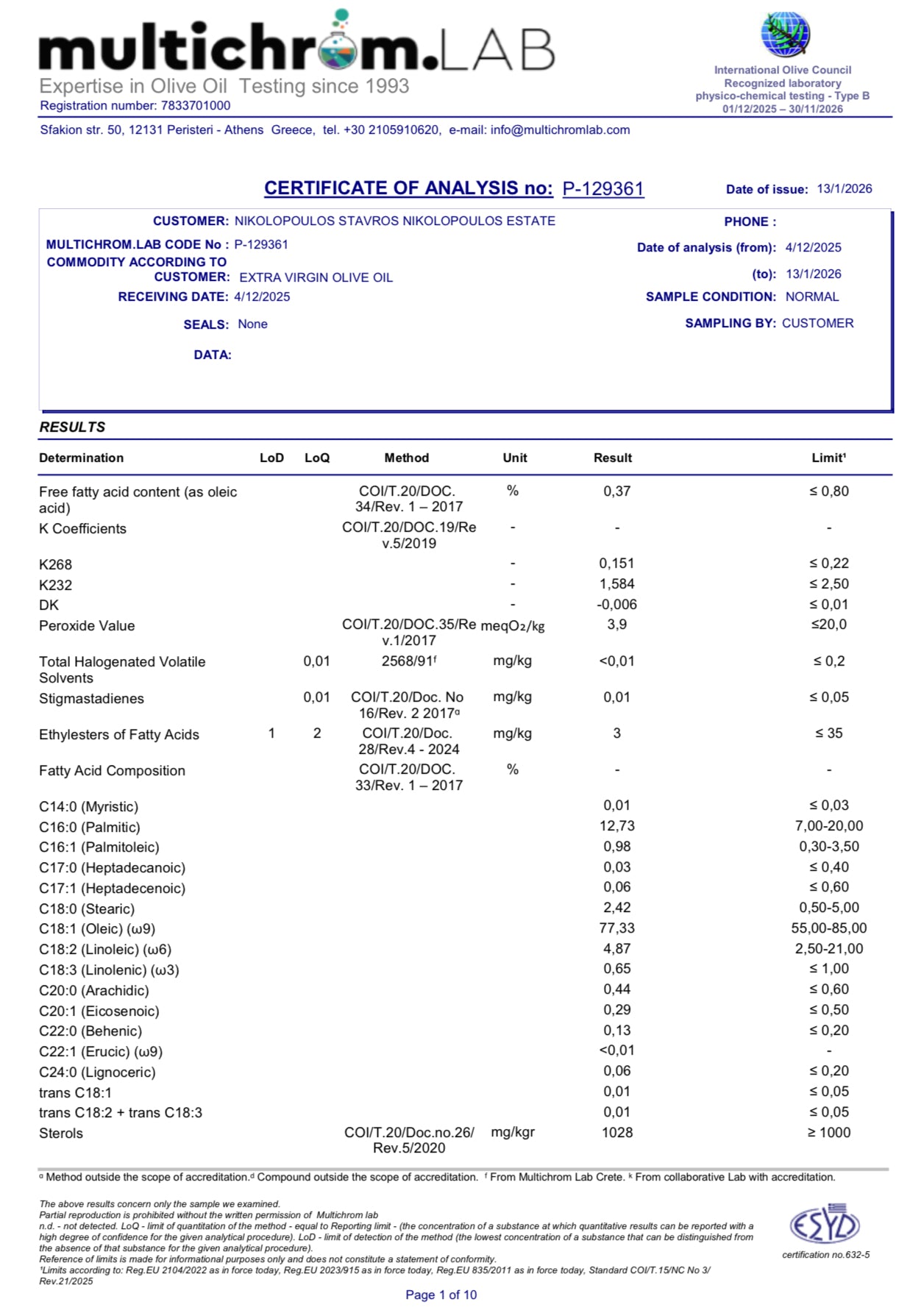 Ulei de masline Olivi extravirgin presat la rece 5L