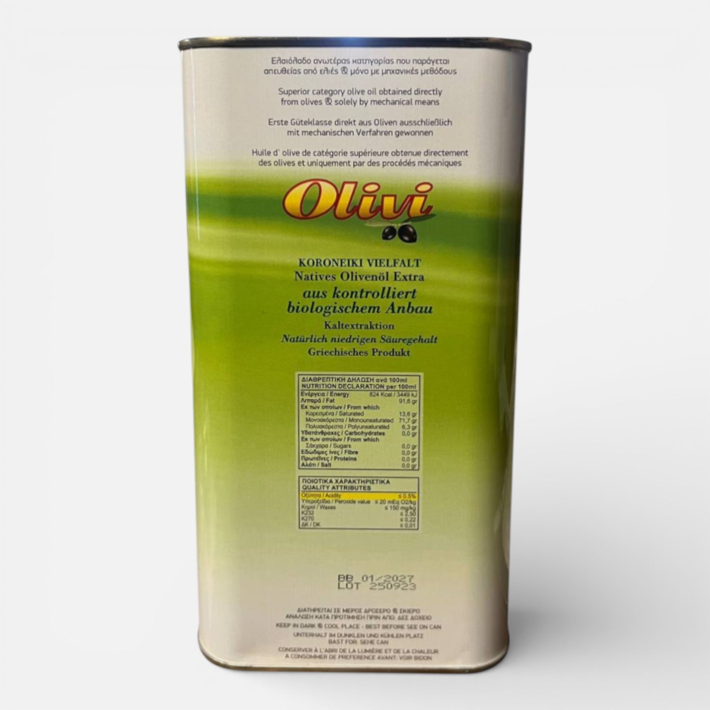Ulei de masline Olivi extravirgin Bio 3L